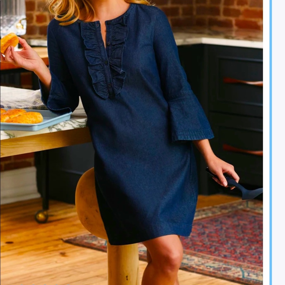 Draper James chambray ruffle dress